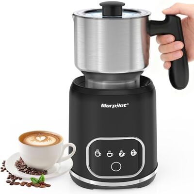 Morpilot Montalatte Elettrico, Milk Frother in Acciaio Inossidabile, 4 in 1 Funzione, Capacità 300ml Cappuccino o 600 ml Latte Caldo Morpilot Montalatte Elettrico, Milk Frother in Acciaio Inossidabile, 4 in 1 Funzione, Capacità 300ml Cappuccino o 600 ml Latte Caldo