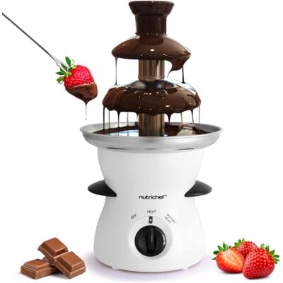 NutriChef Fontana di Cioccolato Elettrico 3 Livelli Cascata Fonduta Dessert Salsa sempre fluida, pronta in 5 minuti, fragole marshmallow, feste e buffet candy bar, accessori inclusi, acciaio inox NutriChef Fontana di Cioccolato Elettrico 3 Livelli Cascata Fonduta Dessert Salsa sempre fluida, pronta in 5 minuti, fragole marshmallow, feste e buffet candy bar, accessori inclusi, acciaio inox