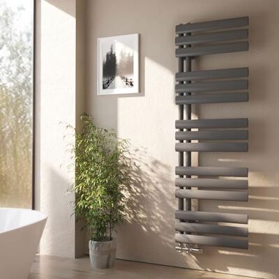 EMKE Scaldasalviette ovale da bagno, 143 x 40 cm, con attacco laterale, per bagno, colore: antracite, 510 Watt EMKE Scaldasalviette ovale da bagno, 143 x 40 cm, con attacco laterale, per bagno, colore: antracite, 510 Watt