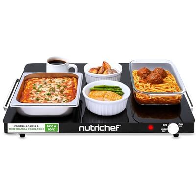 NutriChef Piastra Elettrica, Scalda Cibo Elettrico Portatile, per Tortillas, Buffet, Ristorante, Festa, Cena, Casa e Cucina, Vetro, 60–110 °C, 54 × 42 cm, Nero NutriChef Piastra Elettrica, Scalda Cibo Elettrico Portatile, per Tortillas, Buffet, Ristorante, Festa, Cena, Casa e Cucina, Vetro, 60–110 °C, 54 × 42 cm, Nero