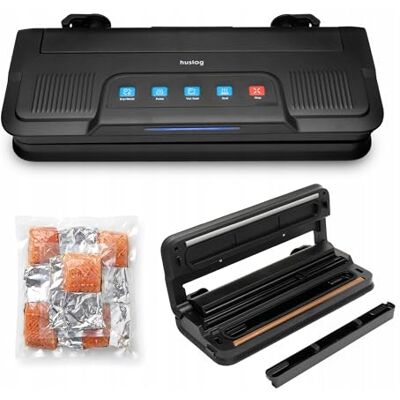 huslog Macchina Sottovuoto 110W con Dispenser e Taglierina Integrati, Doppia Saldatura 32 cm, -65 kPa, 6 Modalità Dry/Moist/Thick/Pulse/Seal/Pump, Display LED, per Sacchetti e Rotoli, Adatta per Sous huslog Macchina Sottovuoto 110W con Dispenser e Taglierina Integrati, Doppia Saldatura 32 cm, -65 kPa, 6 Modalità Dry/Moist/Thick/Pulse/Seal/Pump, Display LED, per Sacchetti e Rotoli, Adatta per Sous