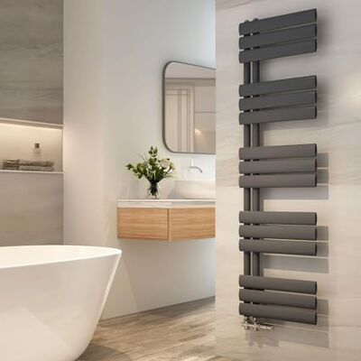 EMKE Scaldasalviette Ovale da Bagno 1430x400 mm, Termosifone per Asciugamani con Allaccio Laterale, Asciugamani & Scalda Salviette per Bagno in Antracite 510W EMKE Scaldasalviette Ovale da Bagno 1430x400 mm, Termosifone per Asciugamani con Allaccio Laterale, Asciugamani & Scalda Salviette per Bagno in Antracite 510W