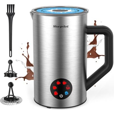 Morpilot Montalatte Elettrico, Milk Frother in Acciaio Inossidabile, 6 in 1 Funzione, Capacità 150ml Cappuccino o 350 ml Latte Caldo Morpilot Montalatte Elettrico, Milk Frother in Acciaio Inossidabile, 6 in 1 Funzione, Capacità 150ml Cappuccino o 350 ml Latte Caldo