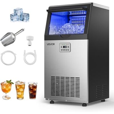 VEVOR Macchina per Cubetti di Ghiaccio Commerciale 45 kg/24 h Acciaio Inox Fabbricatore di Ghiaccio Capacità Stoccaggio 7,3-13,3 kg, Spessore Regolabile, Display LED Funzione Autopulente Bar Hotel VEVOR Macchina per Cubetti di Ghiaccio Commerciale 45 kg/24 h Acciaio Inox Fabbricatore di Ghiaccio Capacità Stoccaggio 7,3-13,3 kg, Spessore Regolabile, Display LED Funzione Autopulente Bar Hotel