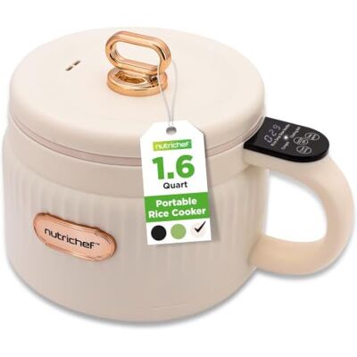 NutriChef Fornello per riso elettrico portatile 1,5 l (6 tazze) – Multicooker con rivestimento in ceramica, schermo digitale e 6 programmi NutriChef Fornello per riso elettrico portatile 1,5 l (6 tazze) – Multicooker con rivestimento in ceramica, schermo digitale e 6 programmi