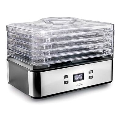 LACOR Essiccatore di Alimenti Elettrico Bryssa Frutta Carne 5 griglie in acciaio inossidabile regolabili; schermo digitale con timer; termostato 35-70°C; snack sani e funghi LACOR Essiccatore di Alimenti Elettrico Bryssa Frutta Carne 5 griglie in acciaio inossidabile regolabili; schermo digitale con timer; termostato 35-70°C; snack sani e funghi