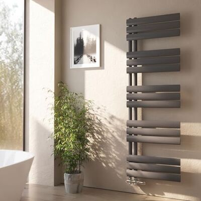 EMKE Scaldasalviette ovale da bagno, 143 x 40 cm, con attacco laterale, per bagno, colore: antracite, 510 Watt EMKE Scaldasalviette ovale da bagno, 143 x 40 cm, con attacco laterale, per bagno, colore: antracite, 510 Watt