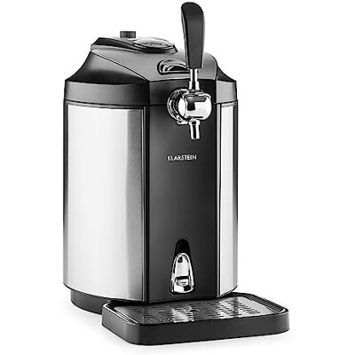 KLARSTEIN Skal dispenser di birra universale con refrigeratore integrato, raffreddamento a 2-12 °C, 5 litri, sistema di raffreddamento termoelettrico, 38 dB, grigio argento KLARSTEIN Skal dispenser di birra universale con refrigeratore integrato, raffreddamento a 2-12 °C, 5 litri, sistema di raffreddamento termoelettrico, 38 dB, grigio argento