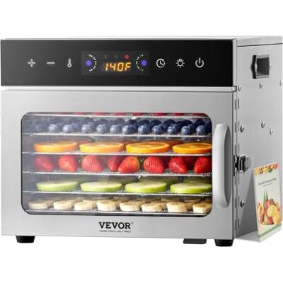 VEVOR Disidratatore Alimentare 6 Vassoi in Acciaio Inox, Essiccatore Elettrico per Alimenti da 400 W Temperatura Regolabile Timer, Liofilizzatore per Carne Secca, Frutta, Verdura, Erbe VEVOR Disidratatore Alimentare 6 Vassoi in Acciaio Inox, Essiccatore Elettrico per Alimenti da 400 W Temperatura Regolabile Timer, Liofilizzatore per Carne Secca, Frutta, Verdura, Erbe