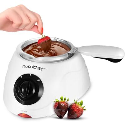 NutriChef Fonduta Cioccolato Elettrica 25 W, Sciogli Cioccolato con Capacità 250 ml, Funzione Mantieni Caldo e Pentola Rimovibile, per Dolci, Burro e Formaggio, Bianca NutriChef Fonduta Cioccolato Elettrica 25 W, Sciogli Cioccolato con Capacità 250 ml, Funzione Mantieni Caldo e Pentola Rimovibile, per Dolci, Burro e Formaggio, Bianca