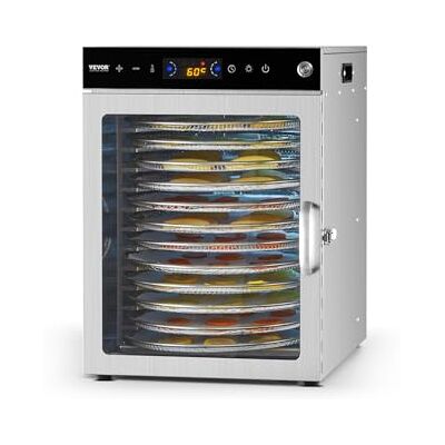 VEVOR Essiccatore con Vassoio Rotante per Alimenti 12 Vassoi in Acciaio Inox, Essiccatore Elettrico per Alimenti 800 W Temperatura Regolabile, Essiccatore a Congelamento per Carne Frutta Verdura VEVOR Essiccatore con Vassoio Rotante per Alimenti 12 Vassoi in Acciaio Inox, Essiccatore Elettrico per Alimenti 800 W Temperatura Regolabile, Essiccatore a Congelamento per Carne Frutta Verdura