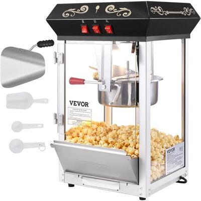 VEVOR Macchina per Popcorn, 390x345x610 mm Macchina Popcorn Elettrico 480W Bollitore 11,23 kg, Produrre Lotto, Macchina per Popcorn da Tavolo, Include 4 Misurini, Macchina Popcorn Stile Cinema, Nero VEVOR Macchina per Popcorn, 390x345x610 mm Macchina Popcorn Elettrico 480W Bollitore 11,23 kg, Produrre Lotto, Macchina per Popcorn da Tavolo, Include 4 Misurini, Macchina Popcorn Stile Cinema, Nero