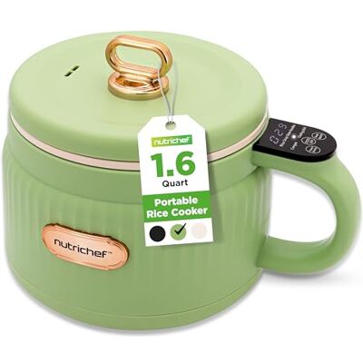 NutriChef 1,6 QT Fornello per riso portatile elettrico & Produttore di pranzo Multifunzionale & Rivestimento in ceramica antiaderente Pannello di controllo digitale 6 Funzioni di cottura: Riso NutriChef 1,6 QT Fornello per riso portatile elettrico & Produttore di pranzo Multifunzionale & Rivestimento in ceramica antiaderente Pannello di controllo digitale 6 Funzioni di cottura: Riso
