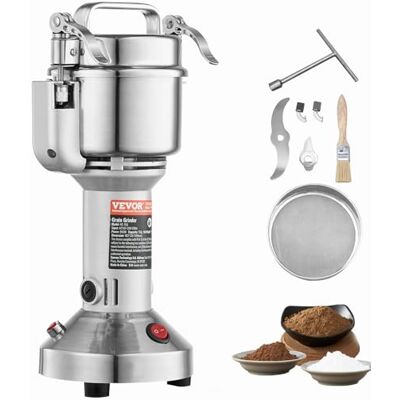 VEVOR 150g Mulino Elettrico per Cereali, Macina Spezie Commerciale Alta Velocità 850 W, Macchina Polverizzazione in Acciaio Inox, per Cereali Secchi, Spezie, Caffè, Mais, Pepe, Tipo Oscillante VEVOR 150g Mulino Elettrico per Cereali, Macina Spezie Commerciale Alta Velocità 850 W, Macchina Polverizzazione in Acciaio Inox, per Cereali Secchi, Spezie, Caffè, Mais, Pepe, Tipo Oscillante