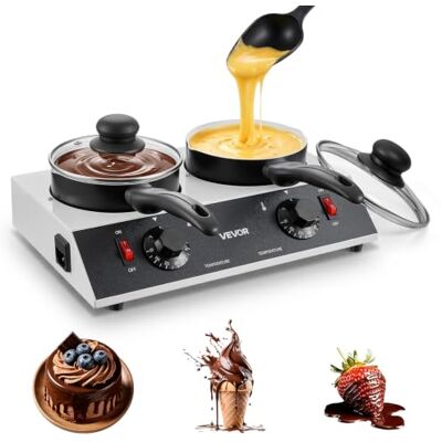 VEVOR Macchina per Fusione Cioccolato Burro 2 Pentole Fusore Commerciale 80W, Intervallo Temperatura 30℃ a 85℃, 2 Manopole, Rivestimento in Ceramica, Riscaldamento PTC, Scaldacioccolato 3 Modalità VEVOR Macchina per Fusione Cioccolato Burro 2 Pentole Fusore Commerciale 80W, Intervallo Temperatura 30℃ a 85℃, 2 Manopole, Rivestimento in Ceramica, Riscaldamento PTC, Scaldacioccolato 3 Modalità
