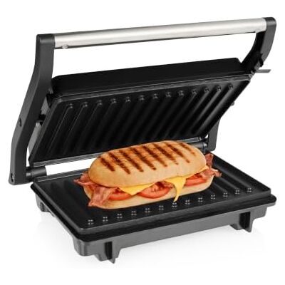 Tristar Grill a Contatto, 1000 W, Apertura 180°, Piastre 23 x 14,5 cm Coperchio flottante, Rivestimento antiaderente, Vaschetta raccogligrasso, Tristar Grill a Contatto, 1000 W, Apertura 180°, Piastre 23 x 14,5 cm Coperchio flottante, Rivestimento antiaderente, Vaschetta raccogligrasso,