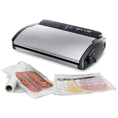FoodSaver Macchina Sottovuoto per Alimenti Secchi/Umidi, Sigillatura Automatica, Indicatori LED, Adatta a Piccoli Spazi, 100 W, Argento/Nero FoodSaver Macchina Sottovuoto per Alimenti Secchi/Umidi, Sigillatura Automatica, Indicatori LED, Adatta a Piccoli Spazi, 100 W, Argento/Nero