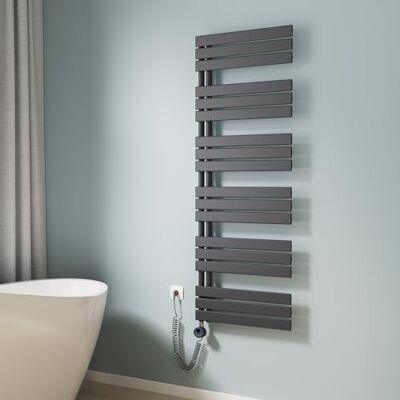 EMKE Scaldasalviette elettrico da bagno, 1599 x 600 mm, scaldasalviette elettrico con termostato, scaldasalviette elettrico, scaldasalviette con barra riscaldante, antracite, 1000 W EMKE Scaldasalviette elettrico da bagno, 1599 x 600 mm, scaldasalviette elettrico con termostato, scaldasalviette elettrico, scaldasalviette con barra riscaldante, antracite, 1000 W