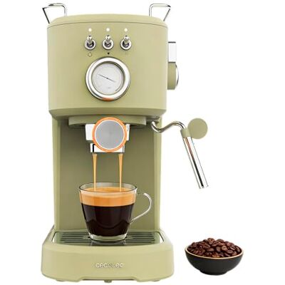 Cecotec Macchina da Caffè Espresso Power Espresso 20 Retro Green Elite. 1100W, 20 bar, Montalatte Orientabile, Braccio Portafiltro con Doppia Uscita e 2 Filtri, 1,25L Cecotec Macchina da Caffè Espresso Power Espresso 20 Retro Green Elite. 1100W, 20 bar, Montalatte Orientabile, Braccio Portafiltro con Doppia Uscita e 2 Filtri, 1,25L