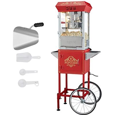 VEVOR Macchina per Popcorn con Carrello 850 W Macchina Popcorn Elettrico Bollitore 0,22 kg per 48 Tazze per Lotto, Macchina per Popcorn dotato di Vetro Temperato, Include 4 Misurini, Stile Cinema VEVOR Macchina per Popcorn con Carrello 850 W Macchina Popcorn Elettrico Bollitore 0,22 kg per 48 Tazze per Lotto, Macchina per Popcorn dotato di Vetro Temperato, Include 4 Misurini, Stile Cinema
