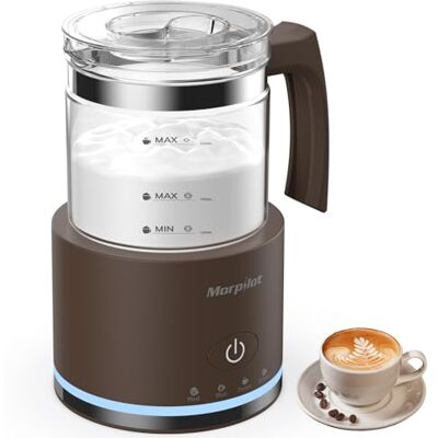 Morpilot Montalatte Elettrico, Schiumatore per latte elettrico e piroscafo da 500 ml per latte, lavabile in lavastoviglie, senza BPA, 4 funzioni Morpilot Montalatte Elettrico, Schiumatore per latte elettrico e piroscafo da 500 ml per latte, lavabile in lavastoviglie, senza BPA, 4 funzioni