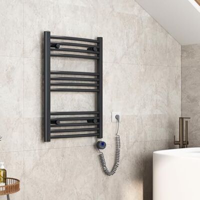 EMKE Scaldasalviette elettrico con termostato, 75 x 50 cm, scaldasalviette con timer, colore antracite, 300 W EMKE Scaldasalviette elettrico con termostato, 75 x 50 cm, scaldasalviette con timer, colore antracite, 300 W