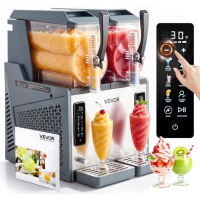 VEVOR Macchina per Bevande Ghiacciate Granite Serbatoio Doppio 2 x 4 Litri da 455 W, Macchina Elettrica per Granite Autopulente per Preparazione Cocktail Frullati Ghiacciati, Feste, Evento, Cucina VEVOR Macchina per Bevande Ghiacciate Granite Serbatoio Doppio 2 x 4 Litri da 455 W, Macchina Elettrica per Granite Autopulente per Preparazione Cocktail Frullati Ghiacciati, Feste, Evento, Cucina
