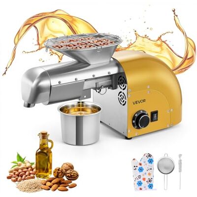 VEVOR Macchina Pressa Elettrica Spremitura dell'Olio, Estrattore Automatico 1250 W Frantoio per Olio 5 kg/h Pressatura a Caldo Freddo, Estrazione Semi Arachidi Sesamo Mandorle, Acciaio Inox, Giallo VEVOR Macchina Pressa Elettrica Spremitura dell'Olio, Estrattore Automatico 1250 W Frantoio per Olio 5 kg/h Pressatura a Caldo Freddo, Estrazione Semi Arachidi Sesamo Mandorle, Acciaio Inox, Giallo