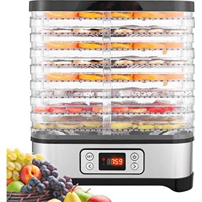COOCHEER Essiccatore 400 W, disidratatore con display LCD, 8 piani, essiccatore per frutta senza BPA, temperatura regolabile disidratatore per alimenti COOCHEER Essiccatore 400 W, disidratatore con display LCD, 8 piani, essiccatore per frutta senza BPA, temperatura regolabile disidratatore per alimenti