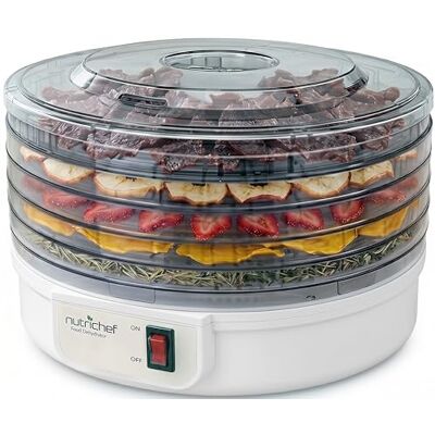 NutriChef Essiccatore Alimentare 5 Ripiani per Carne, Funghi, Frutta e Verdura con Circolazione Aria Calda, Facile da Pulire, Essiccatore Domestico Compatto NutriChef Essiccatore Alimentare 5 Ripiani per Carne, Funghi, Frutta e Verdura con Circolazione Aria Calda, Facile da Pulire, Essiccatore Domestico Compatto