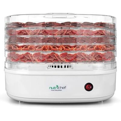 NutriChef Essiccatore Alimentare con Circolazione Aria Calda, Essiccatore per Carne, Frutta, Verdura e Snack per Cani, 5 Vassoi Facili da Pulire NutriChef Essiccatore Alimentare con Circolazione Aria Calda, Essiccatore per Carne, Frutta, Verdura e Snack per Cani, 5 Vassoi Facili da Pulire