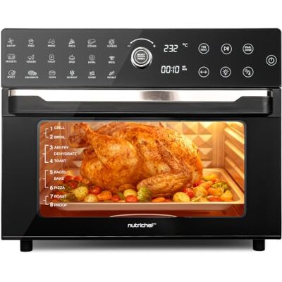NutriChef Friggitrice ad Aria Forno 30,4 Litri Digitale 20 Programmi 45,7 x 43,2 x 35,6 cm Cucina Pollo, Pizza, Patatine, Bistecca, Gamberi, Carne, Verdura e Patatine, Multifunzione NutriChef Friggitrice ad Aria Forno 30,4 Litri Digitale 20 Programmi 45,7 x 43,2 x 35,6 cm Cucina Pollo, Pizza, Patatine, Bistecca, Gamberi, Carne, Verdura e Patatine, Multifunzione