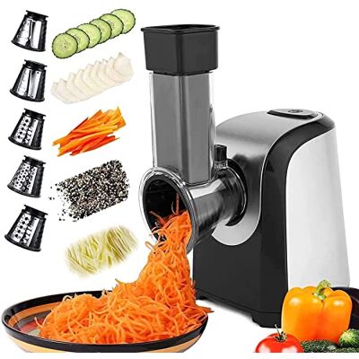 COOCHEER Affettaverdure elettrico professionale da 150 W, Grattugia elettrica con 5 tamburo di taglio per verdure, formaggio, noci, casa e insalate, lavabile in lavastoviglie COOCHEER Affettaverdure elettrico professionale da 150 W, Grattugia elettrica con 5 tamburo di taglio per verdure, formaggio, noci, casa e insalate, lavabile in lavastoviglie