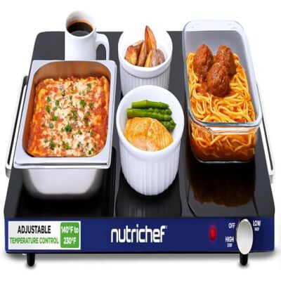 NutriChef Piastra scaldavivande elettrica Temperatura regolabile per buffet e feste Superficie in vetro, efficienza energetica, risparmio di spazio, perfetta per riscaldamento da tavolo, blu NutriChef Piastra scaldavivande elettrica Temperatura regolabile per buffet e feste Superficie in vetro, efficienza energetica, risparmio di spazio, perfetta per riscaldamento da tavolo, blu