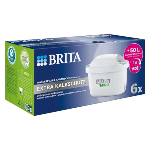 Brita Maxtra Pro Cartuccia per filtro dell'acqua extra anticalcare, confezione da 6 pezzi, ricambio originale  per protezione e riduzione di calcare, impurità, cloro e metalli