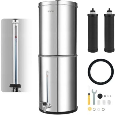 VEVOR Sistema di Filtraggio dell'Acqua a Gravità 12,3 L Acciaio Inox 304, Con 2 Filtri a Carbone Attivo Rubinetto con Indicatore di Livello d'Acqua, per Campeggio Viaggio in Camper Uso Domestico VEVOR Sistema di Filtraggio dell'Acqua a Gravità 12,3 L Acciaio Inox 304, Con 2 Filtri a Carbone Attivo Rubinetto con Indicatore di Livello d'Acqua, per Campeggio Viaggio in Camper Uso Domestico