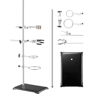 VEVOR Supporto da laboratorio, supporto per storta da laboratorio 2 set, supporto da laboratorio in acciaio Asta da 23,6" e base in ghisa da 8,3" x 5,3", include morsetti per matracci VEVOR Supporto da laboratorio, supporto per storta da laboratorio 2 set, supporto da laboratorio in acciaio Asta da 23,6" e base in ghisa da 8,3" x 5,3", include morsetti per matracci