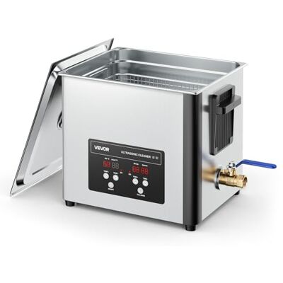 VEVOR Pulitore a Ultrasuoni da 10 L, Macchina Professionale per la Pulizia a Ultrasuoni, con Cestello di Pulizia e Schermo Digitale, in Acciaio Inox da 180 W e 40 kHz per Orologi, Rasoi, Gioielli VEVOR Pulitore a Ultrasuoni da 10 L, Macchina Professionale per la Pulizia a Ultrasuoni, con Cestello di Pulizia e Schermo Digitale, in Acciaio Inox da 180 W e 40 kHz per Orologi, Rasoi, Gioielli