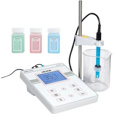 VEVOR Kit pHmetro da Banco per Laboratorio, Intervallo di pH 0-14, Misuratore con Display Retroilluminato, Soluzioni di Calibrazione, Adattatore di Alimentazione, per Test Temperatura e Qualità Acqua VEVOR Kit pHmetro da Banco per Laboratorio, Intervallo di pH 0-14, Misuratore con Display Retroilluminato, Soluzioni di Calibrazione, Adattatore di Alimentazione, per Test Temperatura e Qualità Acqua