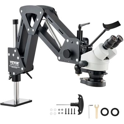 VEVOR Microscopio Multidirezionale con Staffa Molla, Microscopio con Ingrandimento 7X-45X, per Micro Gioielli Intarsiati con Luce LED Anello USB Integrata VEVOR Microscopio Multidirezionale con Staffa Molla, Microscopio con Ingrandimento 7X-45X, per Micro Gioielli Intarsiati con Luce LED Anello USB Integrata