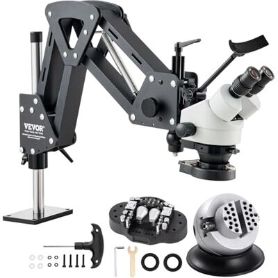 VEVOR Microscopio Multidirezionale con Staffa Molla, Microscopio con Ingrandimento 7X-45X, per Micro Gioielli Intarsiati con Luce LED Anello USB Integrata Morsa a Sfera 360°, per Intarsi Gioielli VEVOR Microscopio Multidirezionale con Staffa Molla, Microscopio con Ingrandimento 7X-45X, per Micro Gioielli Intarsiati con Luce LED Anello USB Integrata Morsa a Sfera 360°, per Intarsi Gioielli