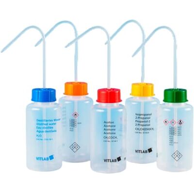 Vitlab VITsafe LDPE Flacone di sicurezza con tappo a vite/tubo di spruzzo, collo largo, filettatura GL 45, acqua cattiva, capacità 500 ml, diametro 76 mm, altezza 166 mm, confezione da 12 pezzi Vitlab VITsafe LDPE Flacone di sicurezza con tappo a vite/tubo di spruzzo, collo largo, filettatura GL 45, acqua cattiva, capacità 500 ml, diametro 76 mm, altezza 166 mm, confezione da 12 pezzi
