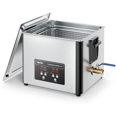 VEVOR Pulitore a Ultrasuoni da 15 L, Macchina Professionale per la Pulizia a Ultrasuoni, con Cestello di Pulizia e Schermo Digitale, in Acciaio Inox da 240W e 40 kHz per Carburatori, Strumenti VEVOR Pulitore a Ultrasuoni da 15 L, Macchina Professionale per la Pulizia a Ultrasuoni, con Cestello di Pulizia e Schermo Digitale, in Acciaio Inox da 240W e 40 kHz per Carburatori, Strumenti
