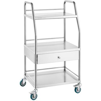 VEVOR Carrello di Servizio da Laboratorio, Carrello Multiuso in Acciaio Inossidabile a 3 Ripiani, Carrello Medico Odontoiatrico Ruote Bloccabili per Laboratorio, Ospedale VEVOR Carrello di Servizio da Laboratorio, Carrello Multiuso in Acciaio Inossidabile a 3 Ripiani, Carrello Medico Odontoiatrico Ruote Bloccabili per Laboratorio, Ospedale