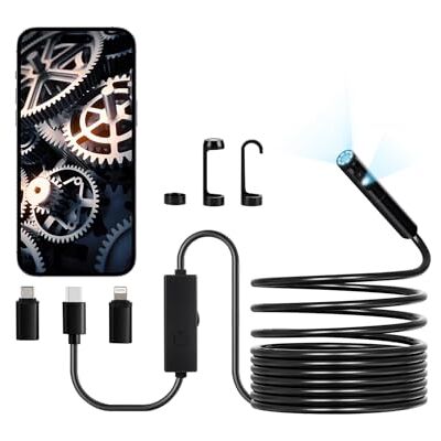 VEVOR Telecamera Endoscopica con Luce, Telecamera di Ispezione HD 1920P con 8 + 1 Luce LED, Boroscopio a Doppia Lente con Zoom 2X, Cavo Serpente da 5 m Impermeabile IP67 per Auto VEVOR Telecamera Endoscopica con Luce, Telecamera di Ispezione HD 1920P con 8 + 1 Luce LED, Boroscopio a Doppia Lente con Zoom 2X, Cavo Serpente da 5 m Impermeabile IP67 per Auto