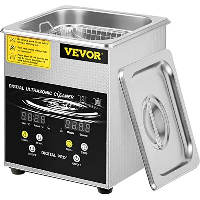 VEVOR Pulitore a Ultrasuoni Aggiornato 2 L (Riscaldatore da 100 W a Ultrasuoni da 60 W) Pulitore per Parti a Ultrasuoni da Laboratorio Digitale con Temporizzatore per Pulizia di Parti di Gioielli VEVOR Pulitore a Ultrasuoni Aggiornato 2 L (Riscaldatore da 100 W a Ultrasuoni da 60 W) Pulitore per Parti a Ultrasuoni da Laboratorio Digitale con Temporizzatore per Pulizia di Parti di Gioielli