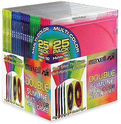 Maxell 190131 CD-392 Double Slim Line CD Jewel Cases 25 Pack