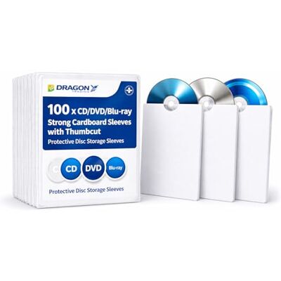 Dragon ®, 100 bustine in cartone rigido per CD e DVD Dragon ®, 100 bustine in cartone rigido per CD e DVD