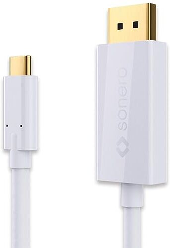 Sonero UCC021-015 USB-C al Cavo DisplayPort, 4K @ 60Hz con 18 Gbps, USB 3.1, Old Fashion, Thunderbolt 3 Compatibile con MacBook PRO, Samsung S8, dell XPS 15 e L'Altro USB-C Computer, 1,0m Bianco