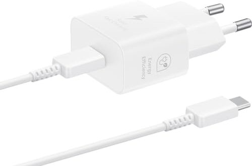 Samsung EP-T2510X Caricatore originale da 25W, Porta USB-C (con Cavo), Bianco